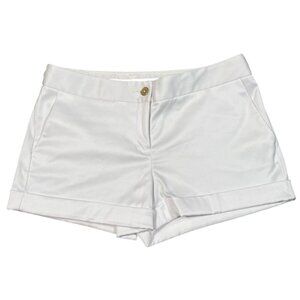 EXPRESS Design Studio White Mid-Rise Cuffed Shorts Size 10 Gold Hardware